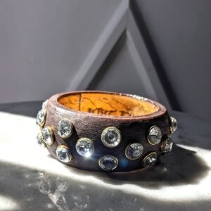 Betsey Johnson wooden bedazzled bangle